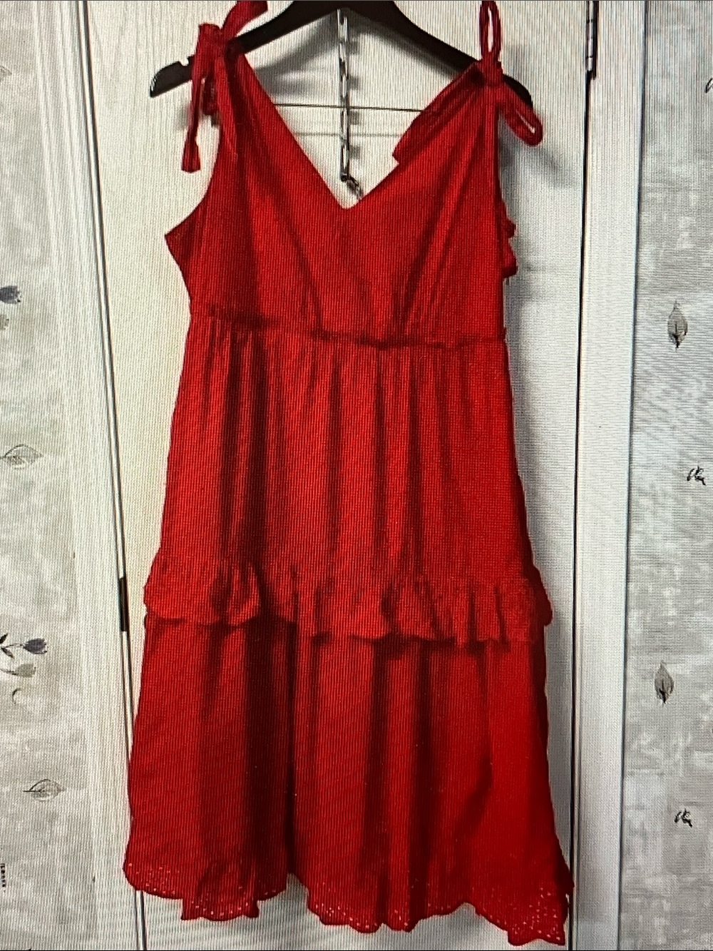 Red Tie-Strap Tiered Maxi Dress - Unbranded